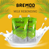 Bremod Milk Rebonding Set (A + B) – Professional Hair Straightening & Nourishing Treatment – 1250ml + 1250ml