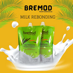 Bremod Milk Rebonding Set (A + B) – Professional Hair Straightening & Nourishing Treatment – 1250ml + 1250ml