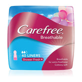 Carefree Breathable Panty Liners – Shower Fresh (40 Liners)