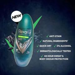 REXONA Men Anti-Perspirant Roll On – Natural Fresh Charcoal Fresh 45ml