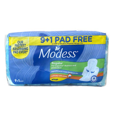 Modess Regular Sanitary Pads with Wings - 10 Pads (9+1 Free)