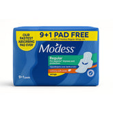 Modess Regular Sanitary Pads with Wings - 10 Pads (9+1 Free)