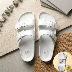 Slipper Double Buckle EVA Comfort Slides- Unisex style with FREE 1 pair sock
