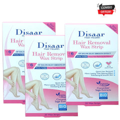 Disaar Hair Health Hair Removal Wax Strips – Normal Skin (20 Strips × 3 Packs Combo)