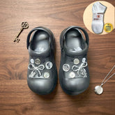 Chunky Platform Clogs with Silver Charms & Bows- slipper + (1 Pair Socks Free)