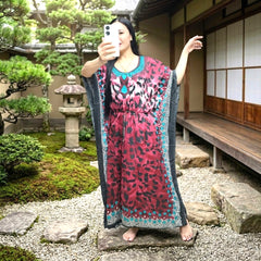 Women's Kimono Long Dress – Non-Stretch Satin | Free Size Medium up to Xl