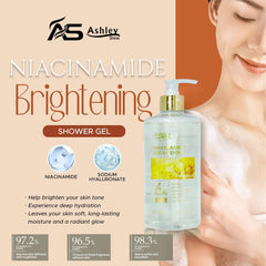 Ashley Shine Niacinamide (Brightening 6x Glow Essence Shower Gel – 500ml )+ (Ultimate Glow Serum 2 in 1 - 520ml) - Combo Offer