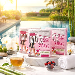 Max Slim 7 Days Strawberry Flavor Slimming Powder Drink 15g x 10 Sachets - (3 Pcs Combo)