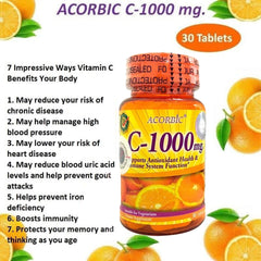Acorbic C-1000mg Vitamin C Supplement – 30tab