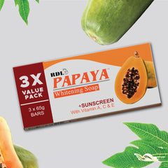 RDL Papaya Brightening Soap with Sunscreen – 3X Value Pack (3 x 65g)