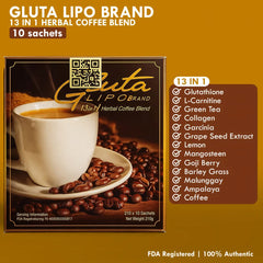 Glutalipo 13-in-1 Detox Coffee – Box of 10 Sachets X 21g Each