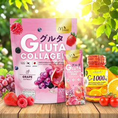 Acorbic C-1000mg Vitamin C Supplement + Manee Gluta Collagen Pink - (COMBO)