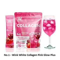 Wink White Collagen Pink Glow Plus 4x L-Glutathione Dipeptide Tripeptide 10000MG - 15 Sachets