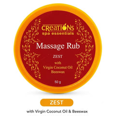 Creations Spa Essentials Massage Rub Zest With Virgin Coconut Oil And Beeswax – 50g