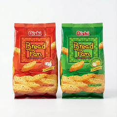 Oishi Bread Pan Toasted Bread Snack Combo – Cheese & Onion + Garlic (2 × 42g Packs)