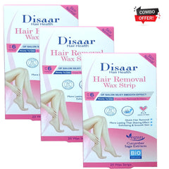 Disaar Hair Health Hair Removal Wax Strips – Normal Skin (20 Strips × 3 Packs Combo)