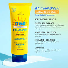 Luxe Organix 6-in-1 MAXShield Active Ultra Sheer Sunscreen SPF 150 – 100ml