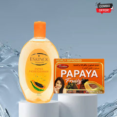 Papaya Glow Duo Combo Pack - Eskinol Naturals Papaya Facial Cleanser (225ml) + Renew Papaya Fruity Soap (135g)