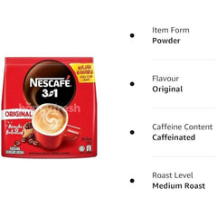 Nescafe 3 in 1 Original Aromatic and Balanced Premix Coffee - 18g X 25 Sticks