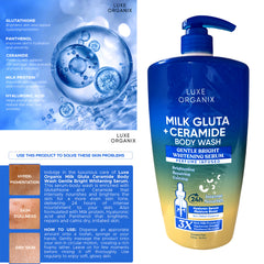 Luxe Organix Milk Gluta + Ceramide (Gentle Bright Whitening Serum) Body Wash - 1000ml