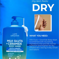 Luxe Organix Milk Gluta + Ceramide (Gentle Bright Whitening Serum) Body Wash - 1000ml