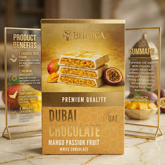 Belgica Premium Dubai White Chocolate – Mango Passion Fruit Filling (50g)
