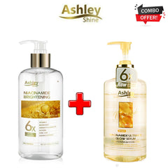 Ashley Shine Niacinamide (Brightening 6x Glow Essence Shower Gel – 500ml )+ (Ultimate Glow Serum 2 in 1 - 520ml) - Combo Offer