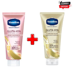 Vaseline Gluta-Hya Serum Burst UV Lotion – Flawless Glow & Dewy Radiance (330ml x 2) Combo