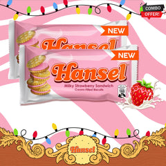 Hansel Sandwich Biscuits – Milky Strawberry Cream | 10 Pieces (310g) – Combo Pack
