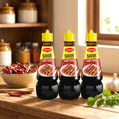 Maggi Savor Hot Chili Liquid Seasoning - 130ml (3 Pcs Combo)