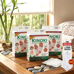 Kinoki Cleansing Detox Foot Pads - 10 Pads (3Pcs Combo) + 1 Pair Socks FREE
