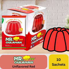 Mr. Hat Gulaman Unflavored Red Jelly Powder - 25g x 10 Sachets