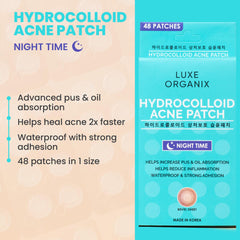 Luxe Organix Hydrocolloid Acne Patch – Night Time (48 Patches)