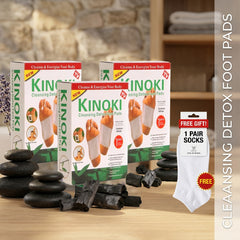 Kinoki Cleansing Detox Foot Pads - 10 Pads (3Pcs Combo) + 1 Pair Socks FREE