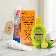 RDL (Babyface RX3 Solution - 60ml + Babyface Facial Cleanser Kalamansi Extract - 250ml) Combo + FREE Cotton Pads