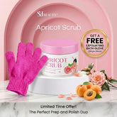 S&J Beauty Apricot Scrub – 250g + FREE Exfoliating Bath Shower Gloves 1 Pc