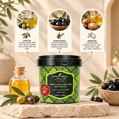 Jardin d Oleane 100% Natural Moroccan Black Soap with Olive Oil -500g