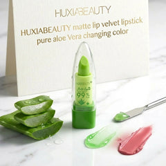 Huxiabeauty Matte Lip Velvet Lipstick – 99% Pure Aloe Vera Color-Changing Lipstick