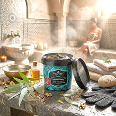 Jardin d Oleane 100% Natural Moroccan Black Soap with Eucalyptus Essential Oil – 500g