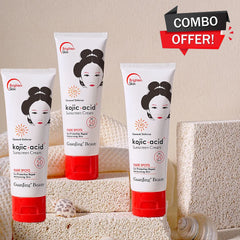 Guanjing Beauty Fade Spots Kojic Acid Sunscreen Cream SPF50+++ – 80g (3 Pack Combo)