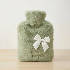 Wispoe Hot Water Bag with Soft Green Faux Fur Cover