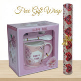 Happy Time Premium Ceramic Coffee Mug Gift Set - With Free Gift Wrap