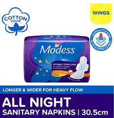Modess All Night/Extra Long Sanitary Napkins with Wings – 4 Pads
