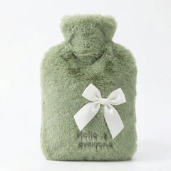 Wispoe Hot Water Bag with Soft Green Faux Fur Cover