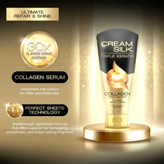 Cream Silk Triple Keratin Collagen Serum Conditioner - Ultimate Repair & Shine (340ml)