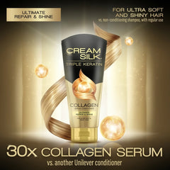 Cream Silk Triple Keratin Collagen Serum Conditioner - Ultimate Repair & Shine (340ml)