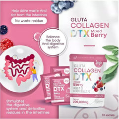JOJI Secret Young Gluta Collagen DTX Plus+ Mixed Berry 10 Sachets × 20g Each - (3 Pcs Combo)