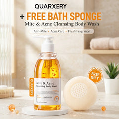 Quarxery Mite & Acne Cleansing Body Wash – 250ml + FREE Bath Sponge