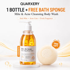 Quarxery Mite & Acne Cleansing Body Wash – 250ml + FREE Bath Sponge