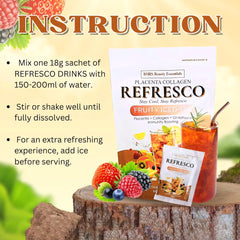 BMRS Beauty Essentials Placenta Collagen Refresco – Fruity Iced Tea (180g | 10 Sachets)